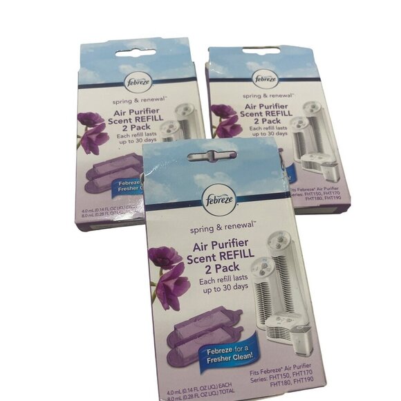 Febreze Air Purifier Scent Refill 2 Pack Spring & Renewal Lasts 30 Days Fits 3 B - Picture 1 of 4